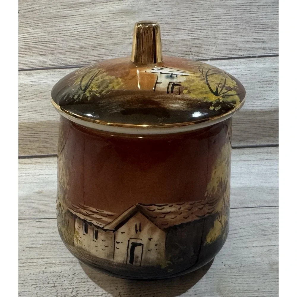 VTG Handpainted Brown 5 1/2